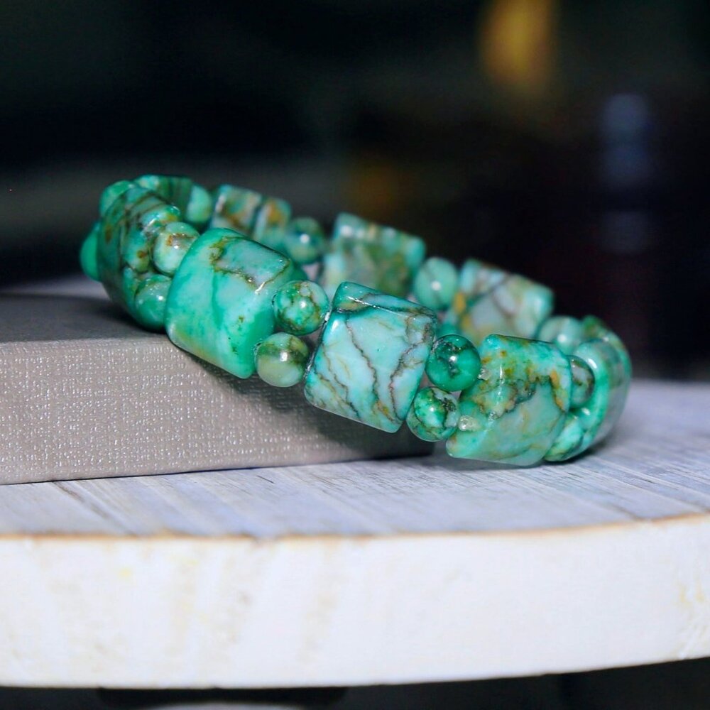 Green Matrix Jasper ✦ Stretch Bead Bracelet ✦ 6–7in 148.95ctw Hypoallergenic